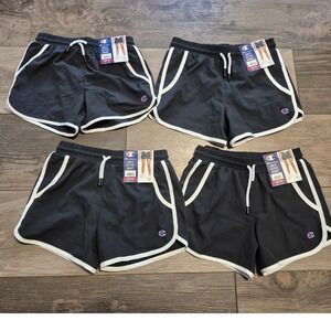 4 pairs Champion Girls Active Shorts Black White Trim Athletic Gym‎ Running